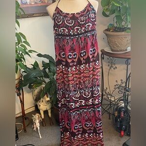Xhilaration Vibrant Pink and Black Maxi Dress